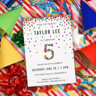 Invitación Fiesta de cumpleaños de cinco años, quinto cumplea