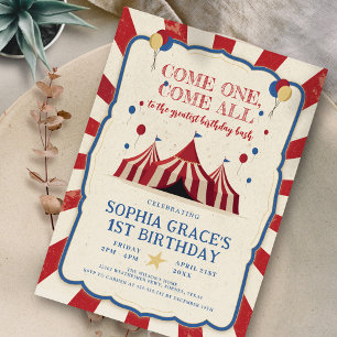 Invitación Fiesta de cumpleaños de circo Carnaval 1er cumplea