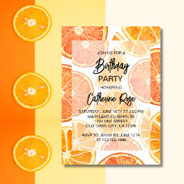 Invitación Fiesta de cumpleaños de Citrus Slice, Naranja de v