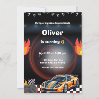 Invitación Fiesta de cumpleaños de coche de carreras