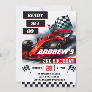 Invitación Fiesta de cumpleaños de coche de carreras personal