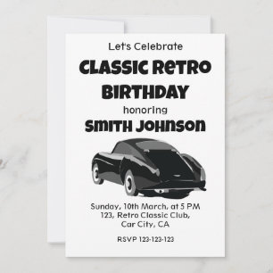 Invitación Fiesta de Cumpleaños de Coche Retro Clásico