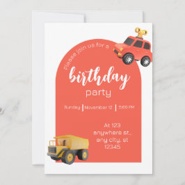 Invitación Fiesta de cumpleaños de coches