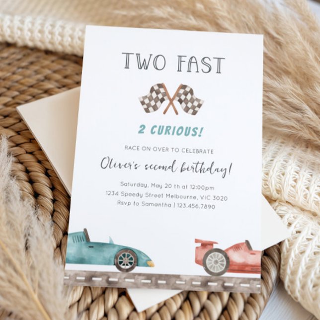 Invitación Fiesta de cumpleaños de coches de carreras Dos ráp (Subido por el creador)
