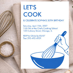Invitación Fiesta de Cumpleaños de Cocina Chef Foodie Culinar