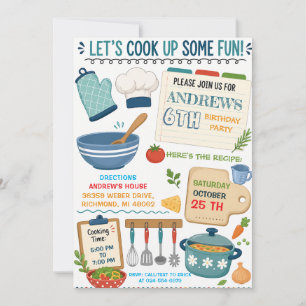 Invitación Fiesta de Cumpleaños de Cocina Personalizada