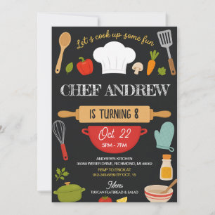 Invitación Fiesta de cumpleaños de cocina personalizada para
