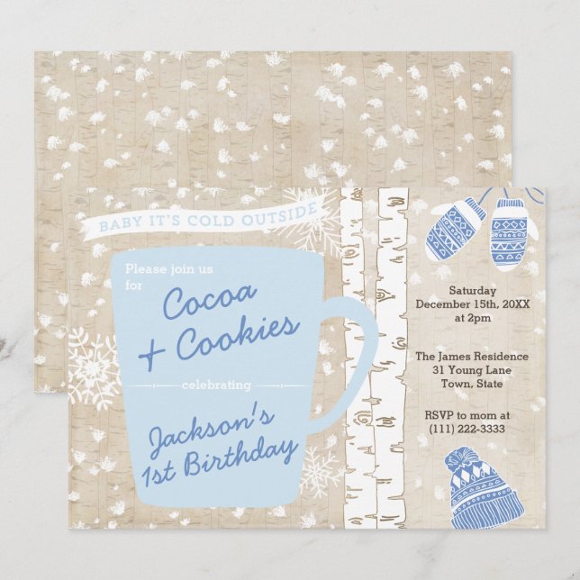 Invitación Fiesta de cumpleaños de Cocoa y Cookies Rustic For (Anverso / Reverso)