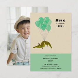 Invitación Fiesta de cumpleaños de cocodrilos con foto de atr
