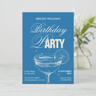 Invitación Fiesta de cumpleaños de cóctel azul