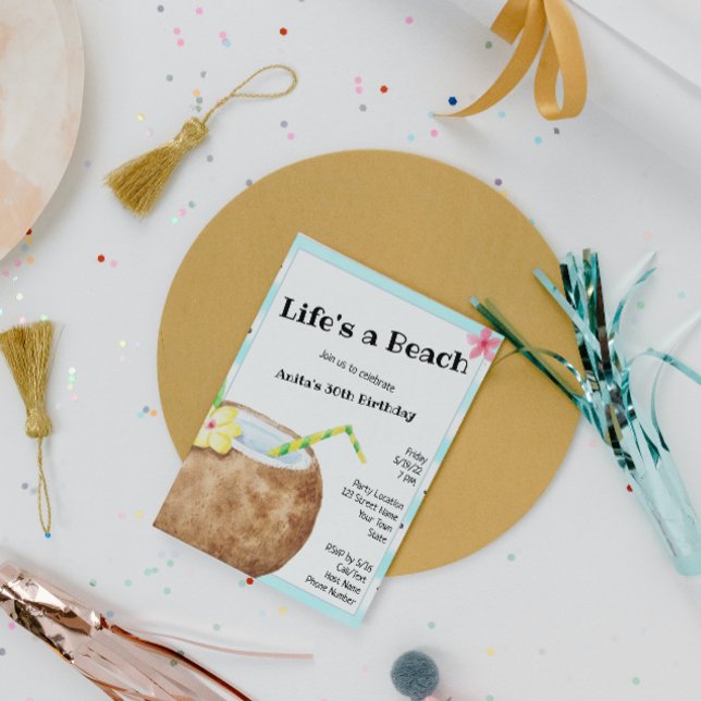 Invitación Fiesta de cumpleaños de cóctel de playa (Subido por el creador)