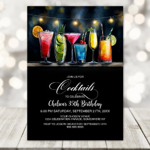 Invitación Fiesta de Cumpleaños de Cócteles Coloridos