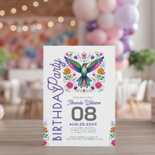 Invitación Fiesta de Cumpleaños de Colibrí de Arte Popular Co