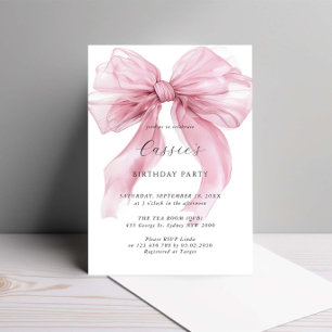Invitación Fiesta de cumpleaños de color de agua rosado grand