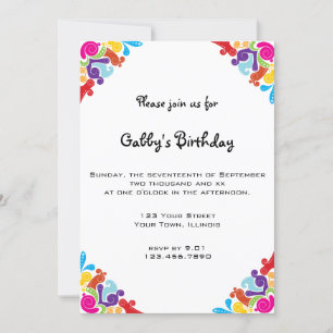 Invitación Fiesta de cumpleaños de Colorful Corners