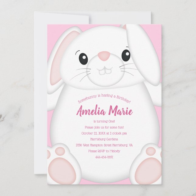 Invitación Fiesta de cumpleaños de Conejo Conejo Conejo Conej (Anverso)