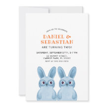 Fiesta de cumpleaños de conejo gemelo para bebés