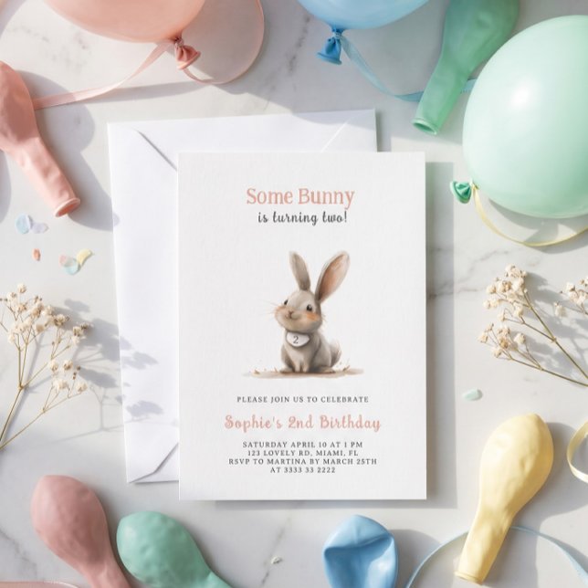 Invitación Fiesta de Cumpleaños de Conejo para Niños Adorable (Subido por el creador)