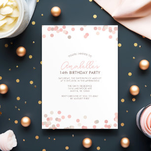 Invitación Fiesta de cumpleaños de Confetti Rosa