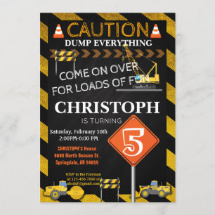Invitación Fiesta de cumpleaños de construcción