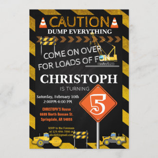 Invitación Fiesta de cumpleaños de construcción