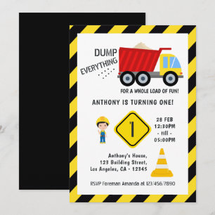 Invitación Fiesta de cumpleaños de construcción