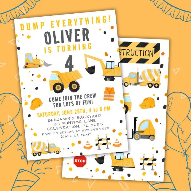 Invitación Fiesta de cumpleaños de construcción Boy Dump Ever (Subido por el creador)