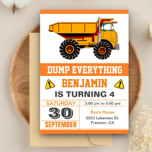 Invitación Fiesta de Cumpleaños de Construcción de Camión de 