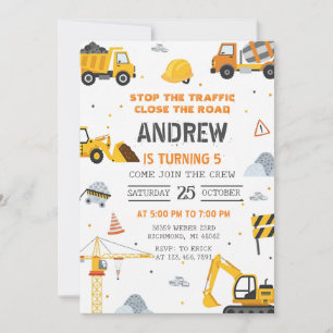 Invitación Fiesta de Cumpleaños de Construcción Moderna Perso