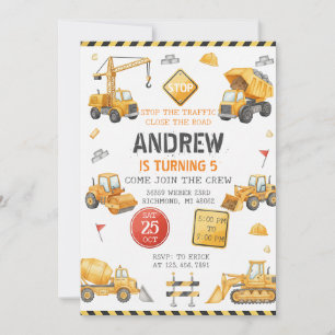 Invitación Fiesta de Cumpleaños de Construcción Moderna Perso