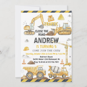 Invitación Fiesta de Cumpleaños de Construcción Moderna Perso