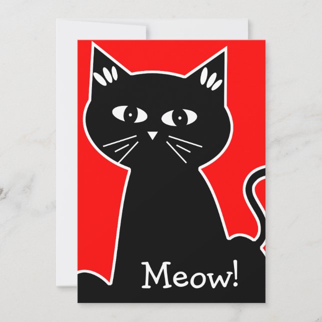 Invitación Fiesta de Cumpleaños de Cool Cats - Gato de Dibujo (Anverso)