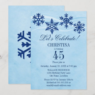Invitación Fiesta de cumpleaños de copas de nieve en invierno