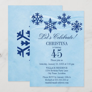 Invitación Fiesta de cumpleaños de copas de nieve en invierno
