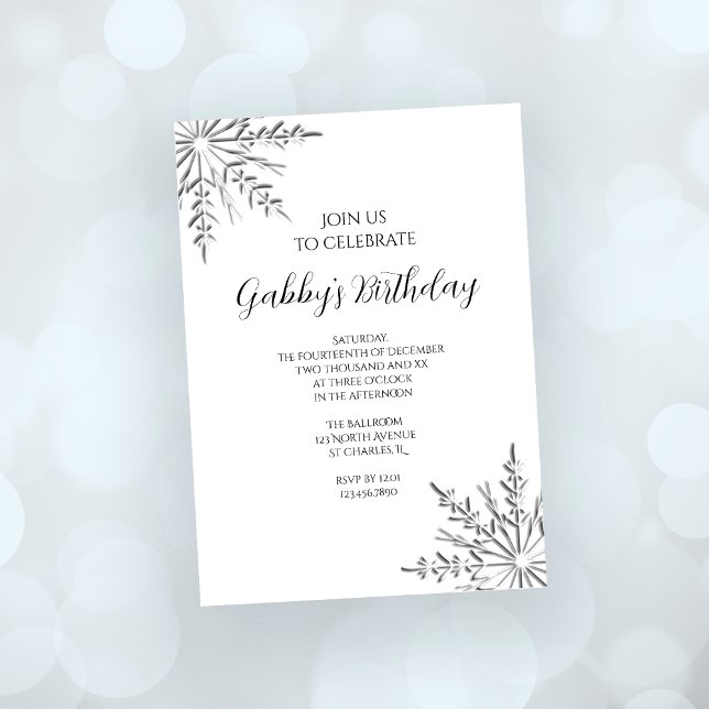 Invitación Fiesta de cumpleaños de copas de nieve en invierno (Subido por el creador)