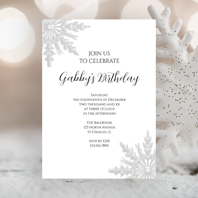 Invitación Fiesta de cumpleaños de copas de nieve en invierno (Subido por el creador)