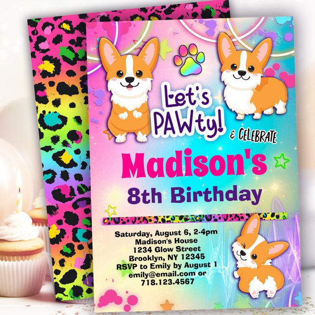 Invitación Fiesta de cumpleaños de Corgi (Subido por el creador)