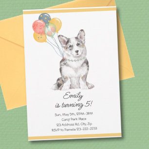Invitación Fiesta de cumpleaños de Corgi, Fiesta de perros
