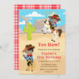 Invitación Fiesta de cumpleaños de Cowboy de piel oscura