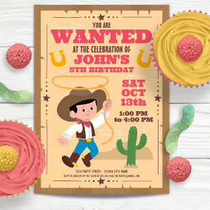 Invitación Fiesta de cumpleaños de Cowboy Super Cute