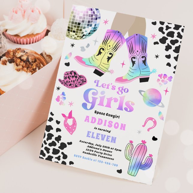 Invitación Fiesta de cumpleaños de Cowgirl Disco Rodeo (Subido por el creador)
