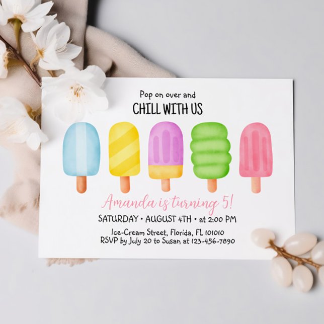 Invitación Fiesta de cumpleaños de crema de hielo Popsicle de (Subido por el creador)