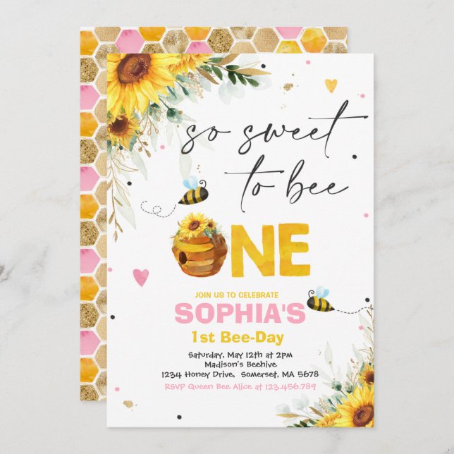 Invitación Fiesta de cumpleaños de crema de miel de abeja (Anverso / Reverso)