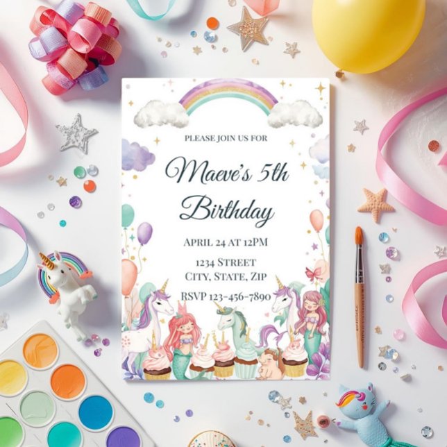Invitación Fiesta de Cumpleaños de Criaturas de Fantasía Capr (Subido por el creador)