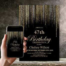 Invitación Fiesta de cumpleaños de cualquier edad con brillo