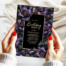 Invitación Fiesta de cumpleaños de cualquier edad con flores 