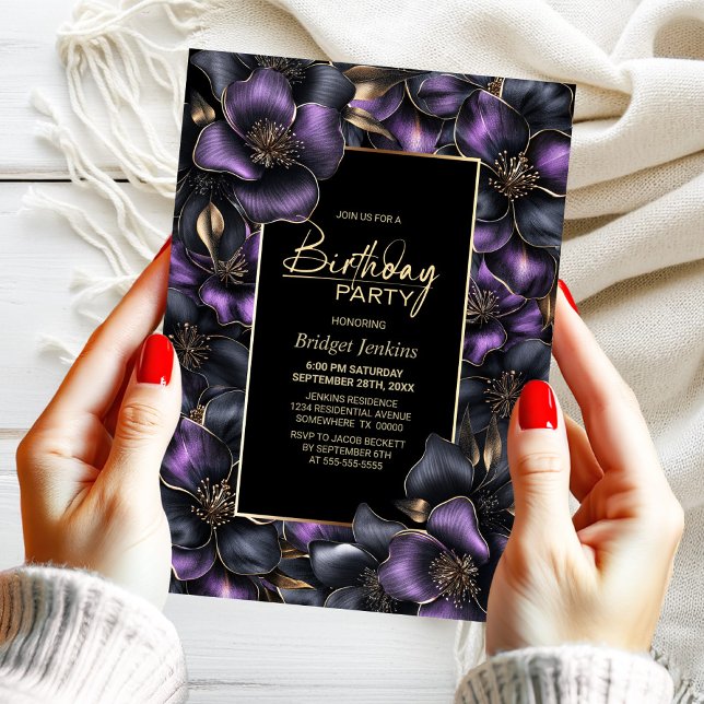 Invitación Fiesta de cumpleaños de cualquier edad con flores  (Subido por el creador)