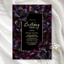 Invitación Fiesta de cumpleaños de cualquier edad con flores 