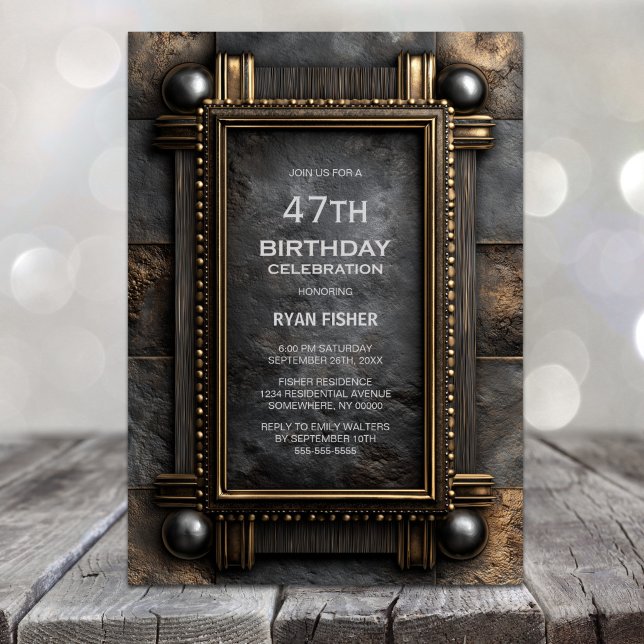 Invitación Fiesta de cumpleaños de cualquier edad con marco d (Subido por el creador)