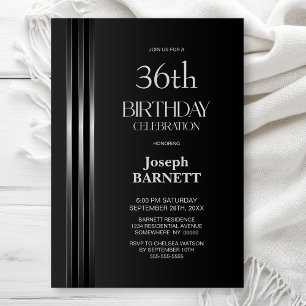 Invitación Fiesta de Cumpleaños de cualquier edad Gris Negro